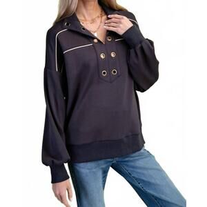 NEW GIGIO elevated double soft knit sweatshirt in charcoal